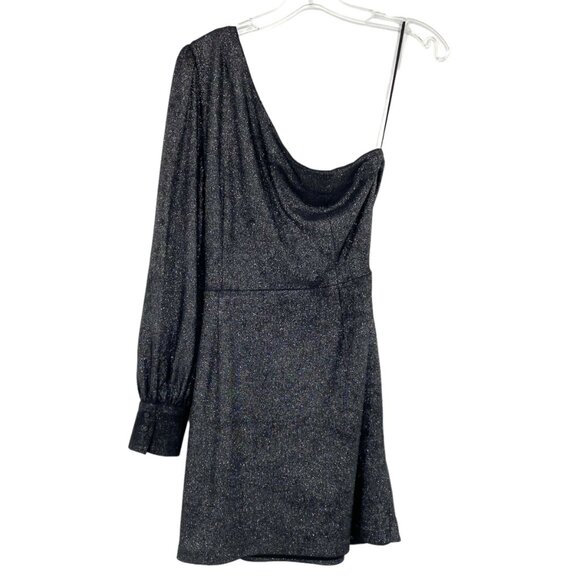 Yumi Kim Studio 54 Asymmetrical One Sleeve Mini Dress Gun Metal Size Large - Picture 8 of 11